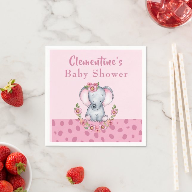 Niedliche Elephant Pink Animal Print Baby Dusche Serviette (Beispiel)