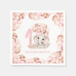 Niedliche Elephant Pink Balloons Serviette