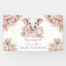 Niedliche Elephant Pink Boho Girl Babydusche Banner