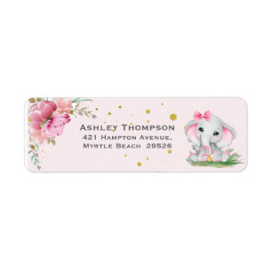 Niedliche Elephant Pink Floral Baby Dusche Einladu