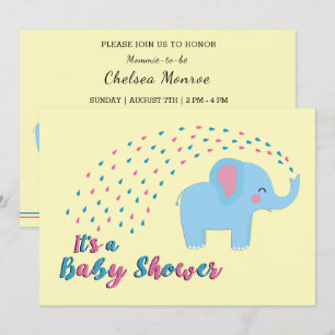 Niedliche Elephant Pink und Blue Baby Dusche Einla Einladung