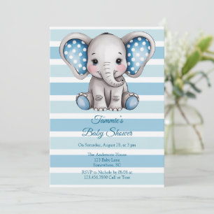 Niedliche Elephant Polka Dots Boy Baby Dusche Einladung