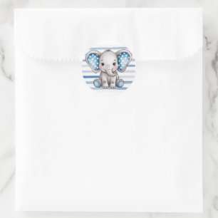 Niedliche Elephant Polka Dots Boy Baby Dusche Runder Aufkleber