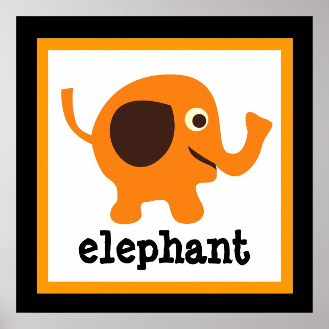 Niedliche Elephant Safari Animals Baby Kids Poster (Vorne)