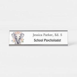 Niedliche Elephant School Psychologe Quotentherapi Schreibtischnamensplakette