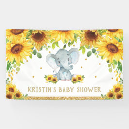 Niedliche Elephant Sonnenblumenblume Babydusche Hi Banner