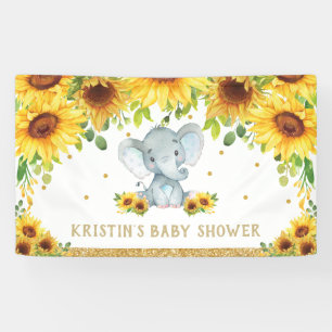 Niedliche Elephant Sonnenblumenblume Babydusche Hi Banner