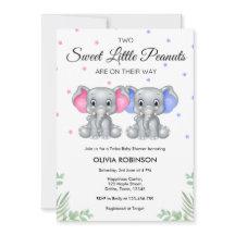 Niedliche Elephant Twin Girl Boy Babydusche