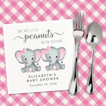 Niedliche Elephant Twin Girls Babydusche