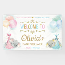 Niedliche Elephant Twins Boy Girl Babydusche Hinte