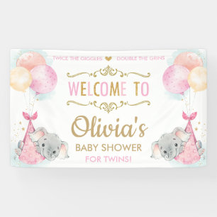 Niedliche Elephant Twins Girls Babydusche Hintergr Banner