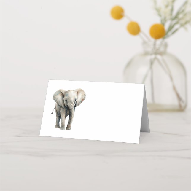 Niedliche Elephant Watercolor-Platzkarte Platzkarte (Vorderseite)