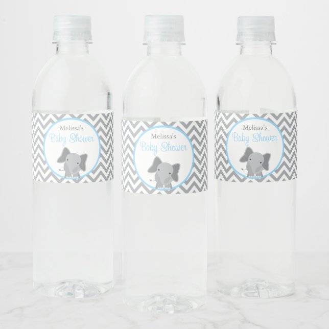 Niedliche Elephant Zickzack Light Blue Baby Dusche (Flaschen)