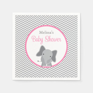 Niedliche Elephant Zickzack Pink Baby Dusche Serviette