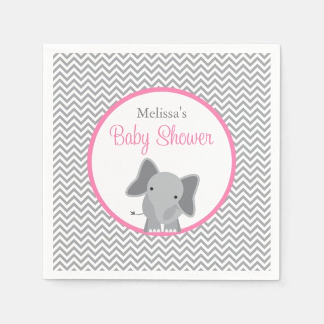 Niedliche Elephant Zickzack Pink Baby Dusche Serviette (Vorderseite)