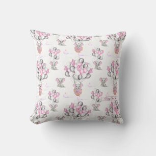 Niedliche Elephants Balloons & Clouds Baby Girl Kissen