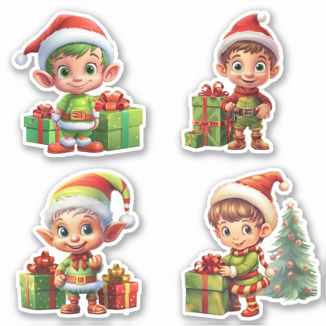 Niedliche Elf-Geschenkverpackung für Weihnachten g Aufkleber (Vorderseite)