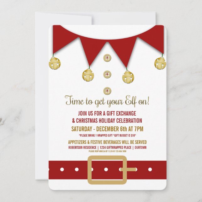 Niedliche Elf Holiday Geschenkbörse Party Einladun Einladung (Vorderseite)