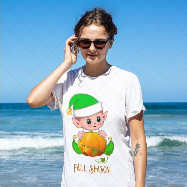 Niedliche Elf & Pumpkin Fall Saison T-Shirt (Von Creator hochgeladen)