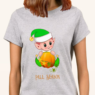 Niedliche Elf & Pumpkin Fall Saison T-Shirt