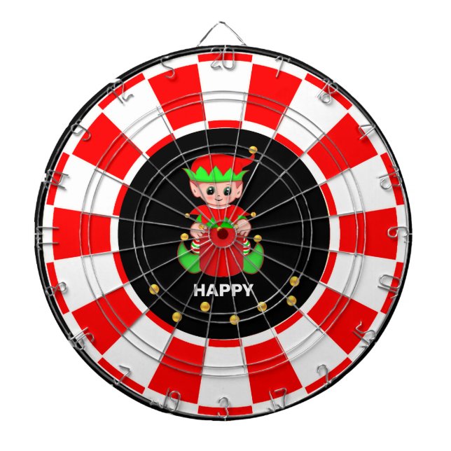 Niedliche Elf und Goldfetti in Schwarz/Weiß Dartscheibe (vorne)