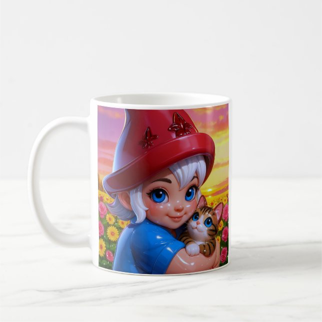 Niedliche Elfenkatze  Kaffeetasse (Links)