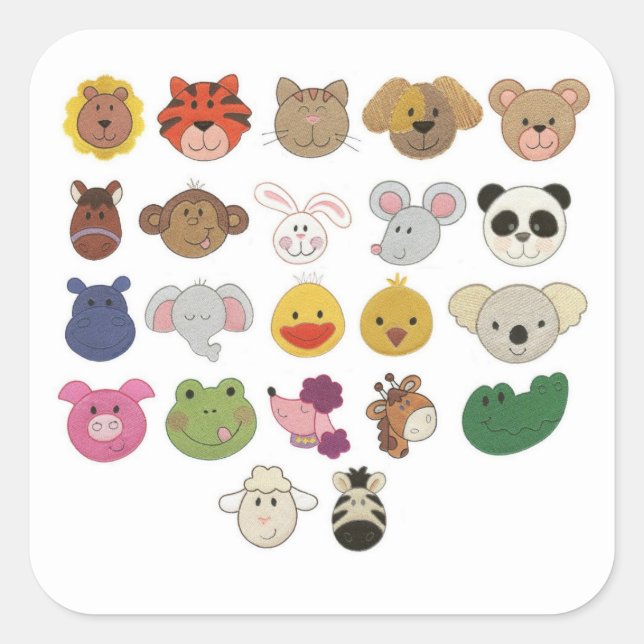 Niedliche emoji-Gesichter Quadratischer Aufkleber (Vorderseite)
