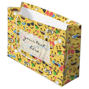 niedliche Emoji-Liebe hört Kuss Lächeln Muster Große Geschenktüte