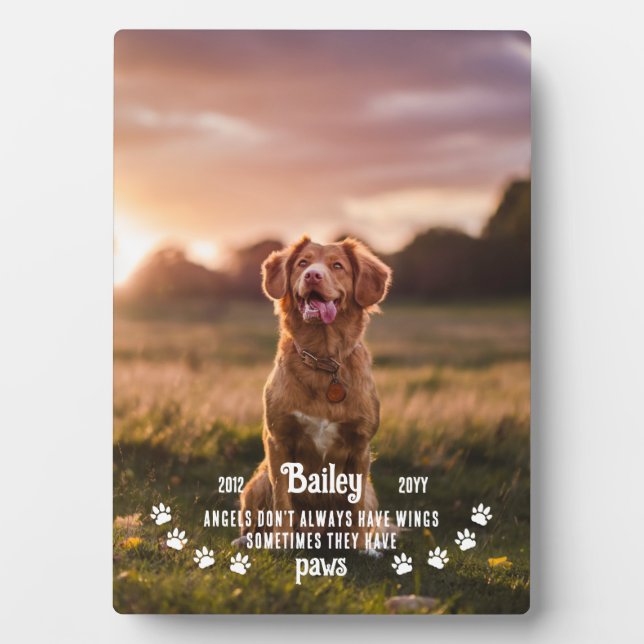 Niedliche Engel haben Paws Pet Foto Memorial Fotoplatte (Vorderseite)