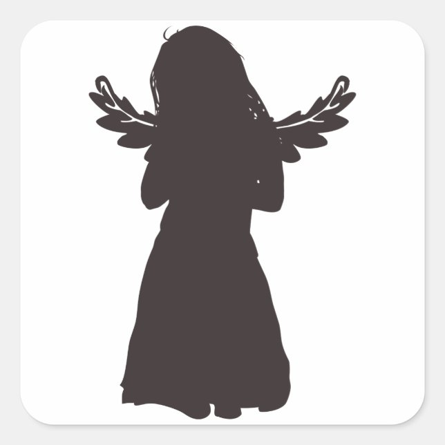 Niedliche Engel-Silhouette (wählen Sie eine Hinter Quadratischer Aufkleber (Vorderseite)