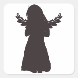 Niedliche Engel-Silhouette (wählen Sie eine Hinter Quadratischer Aufkleber