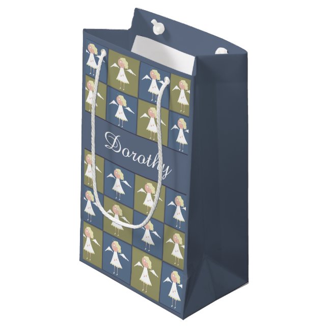 Niedliche Engels-personalisierte Kleine Geschenktüte (Vorderseite Schrägansicht)
