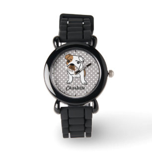 Niedliche englische Bulldoggen-Illustration Armbanduhr
