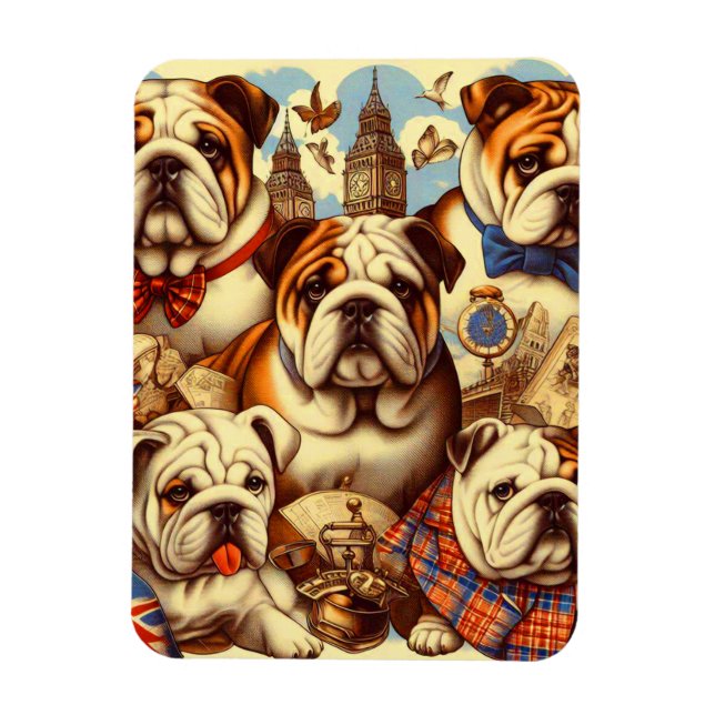 Niedliche englische Bulldogmalerei Magnet (Vertikal)