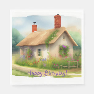 Niedliche englische Hütte Geburtstag Serviette