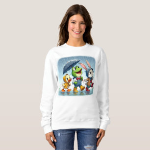 Niedliche Ente, Frosch, im Regen sonnig Sweatshirt