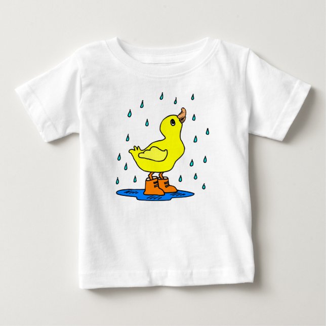 Niedliche Ente im Regen Baby T-shirt (Vorderseite)