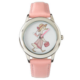 Niedliche Ente in rosa Kleid Kinderuhr Armbanduhr