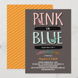 Niedliche Enten Rosa oder Blue Baby Gender Reveal Einladung