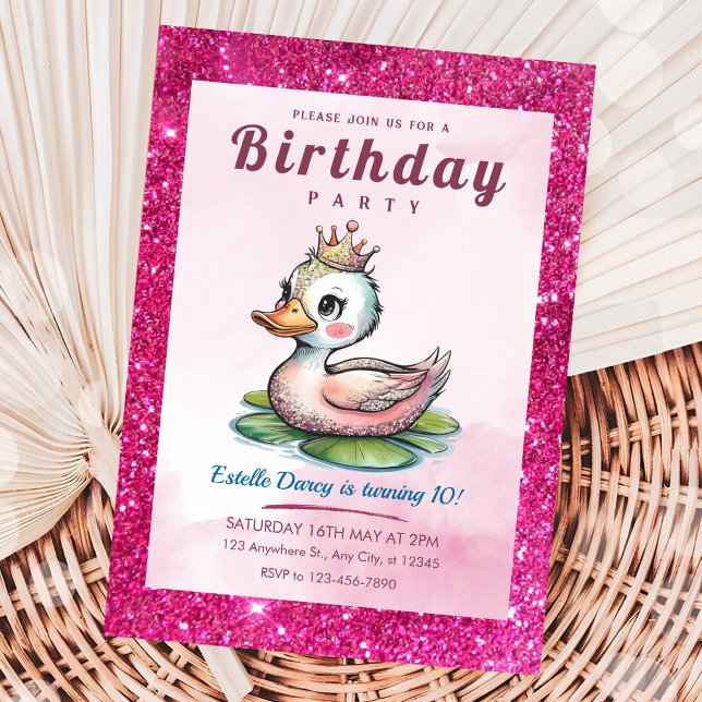 Niedliche Entenprinzessin zum Geburtstag Einladung (Von Creator hochgeladen)