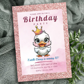 Niedliche Entenprinzessin zum Geburtstag Einladung