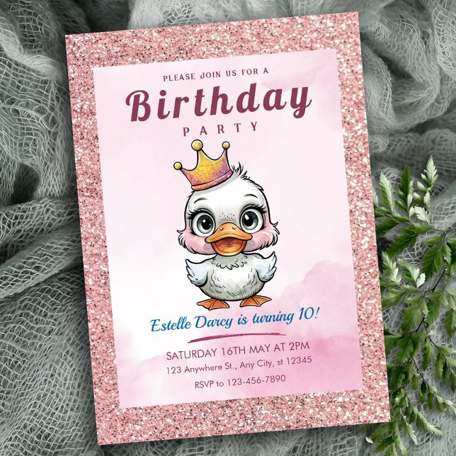 Niedliche Entenprinzessin zum Geburtstag Einladung (Von Creator hochgeladen)