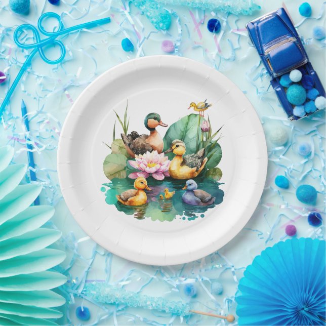 Niedliche Ententiere Pappteller (Party)