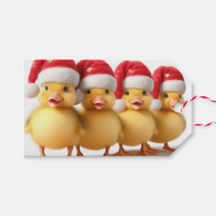 Niedliche Entlein mit Weihnachtsmannmützen Geschenkanhänger