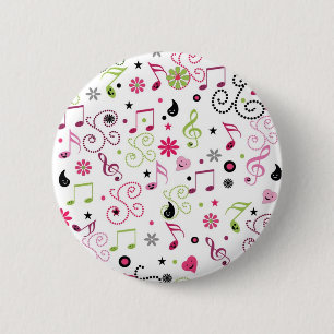 Niedliche entzückende Musiknoten-Blumen Button