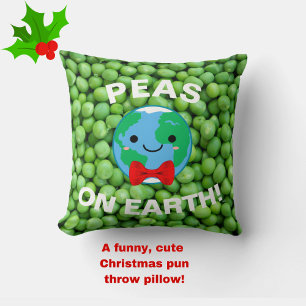 Niedliche "Erbsen auf Erden" Funny Punny Green Chr Kissen