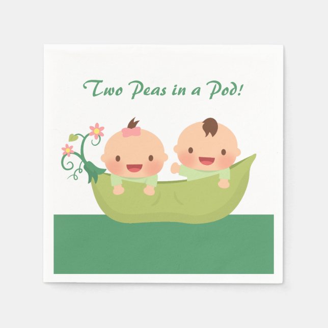 Niedliche Erbsen in einer Pod Twin Baby Dusche Serviette (Vorderseite)