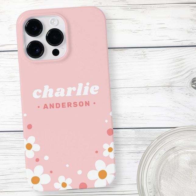 Niedliche Erdbeerblüte Retro-Schriftart hellrosa Case-Mate iPhone 14 Pro Max Hülle (Cute strawberry blossom retro font light pink Case-Mate iPhone case)