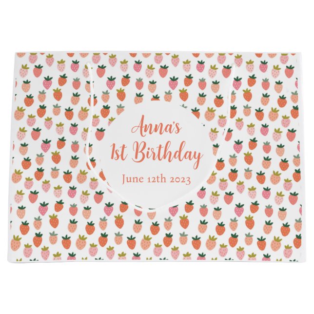 Niedliche Erdbeere Große Geschenktüte (Vorderseite)