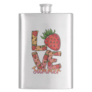 Niedliche Erdbeere Liebe Sommer   Summer Vibes Flachmann